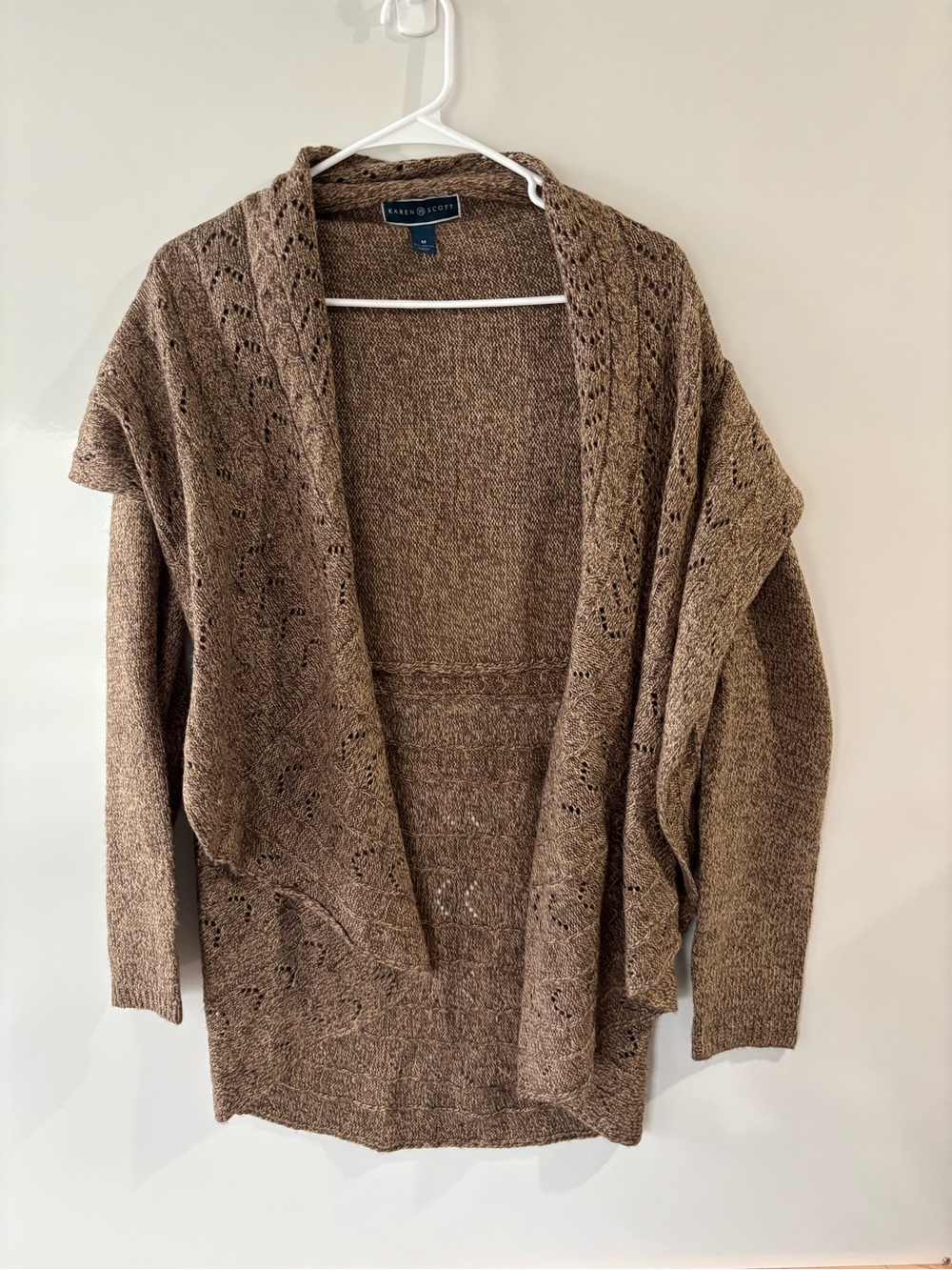 Karen Scott Brown Open-Front Women's Cardigan Sweater size medium
